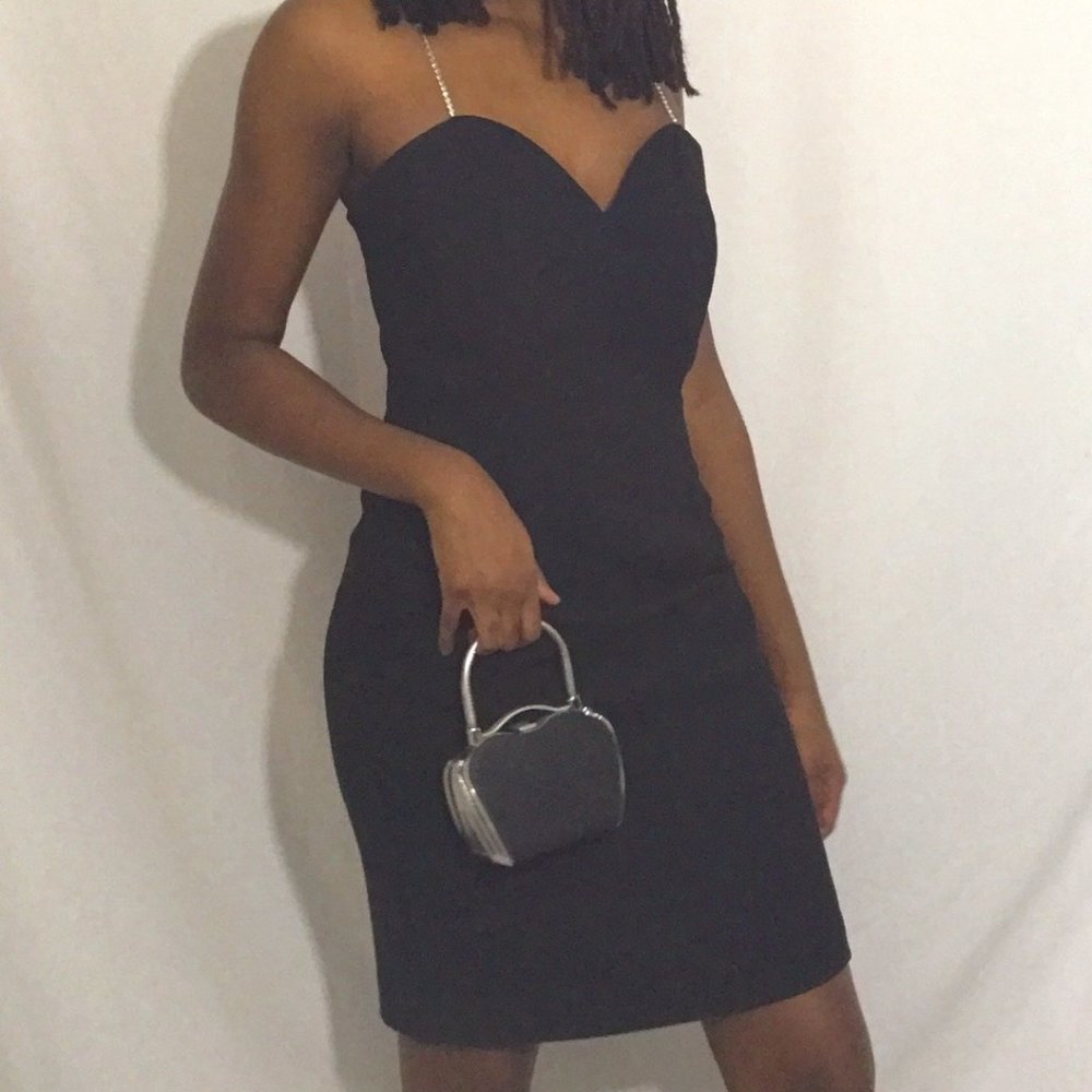 Vintage AJ BARI black diamond cocktail dress